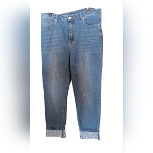 Regalia Mid Rise Jeans With Studded Cuffed Ankles Size 16